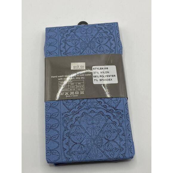 FRENCH CURVE Women's Blue Printed Stretch Pull-on Lightweight Leggings SZ M/L - Picture 2 of 9